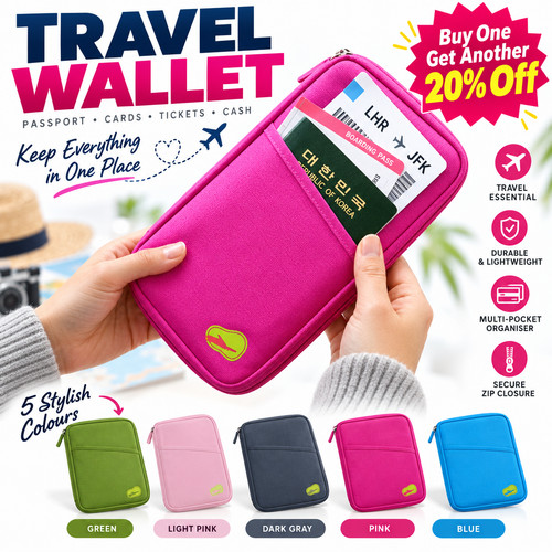 Travel passport wallet zipped - wallet,