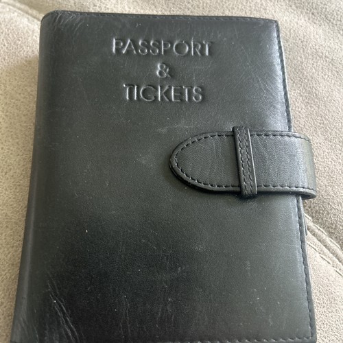 Black leather passport - leather, &